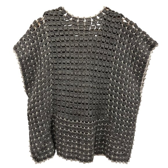Anthropologie Moth Crochet Boxy V-neck Vest, Gray, S - Picture 3 of 12